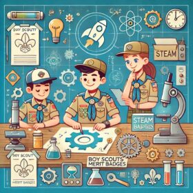 Scouts working on STEAM merit badges